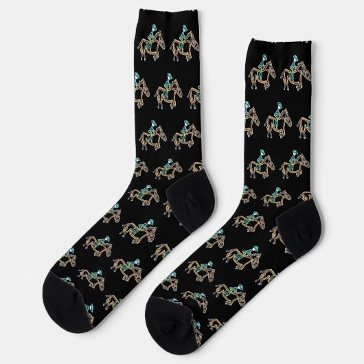 Pferderennen Stickman Socken (Linkes Detail)