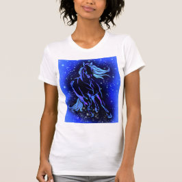 Pferderennen T - Shirt Blaue Sternennacht