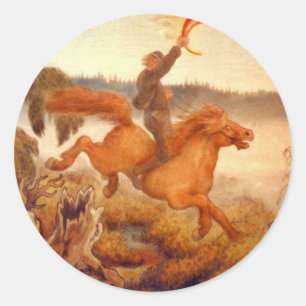 Pferderennen über das Gras 1902 Runder Aufkleber