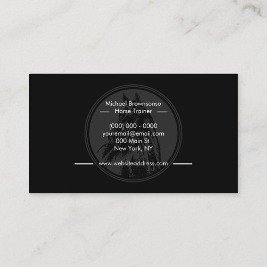 Pferderennfahrer Visitenkarte (Rückseite)