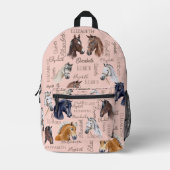 Pferderenngeschenke für Mädchen personalisiert Bedruckter Rucksack (Vorderseite)