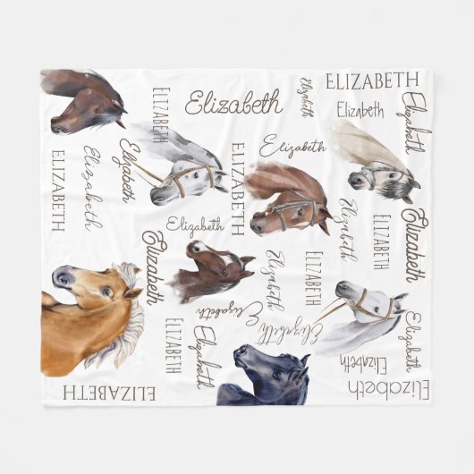 Pferderenngeschenke für Mädchen personalisiert Fleecedecke (Vorderseite (Horizontal))