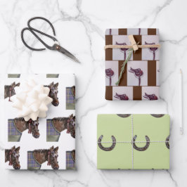 Pferderennsattel Geschenkpapier Set