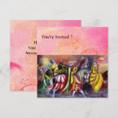 PFERDERIDER, MUSIK IN DER NACHT, Pink Gold Glitzer Einladung (Vorne/Hinten)