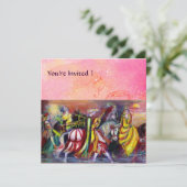 PFERDERIDER, MUSIK IN DER NACHT, Pink Gold Glitzer Einladung (Stehend Vorderseite)