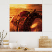 Pferderücken mit Western-Sattel Poster (Küche)