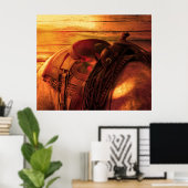 Pferderücken mit Western-Sattel Poster (Heimbüro)