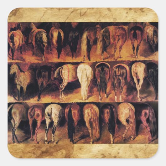 Pferderücken, Pergament Quadratischer Aufkleber (Vorderseite)