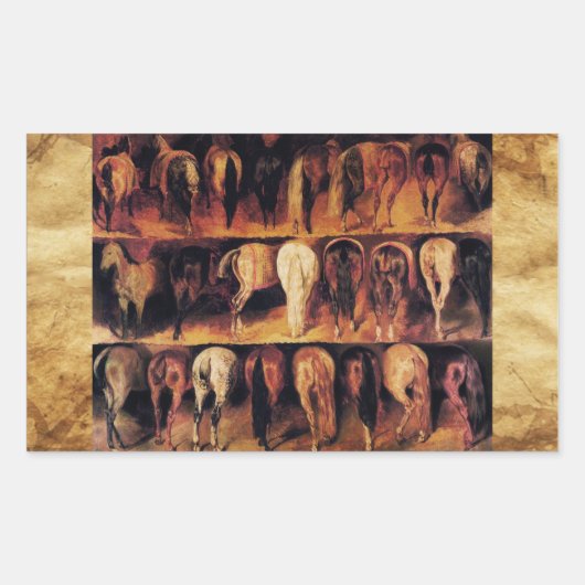 Pferderücken, Pergament Rechteckiger Aufkleber (Vorderseite)