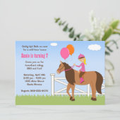 Pferderückfahrt Geburtstagsparty Einladung (Stehend Vorderseite)