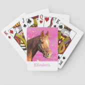 Pferderückfahrt Tiername Rosa Gold Reittier Spielkarten (Rückseite)