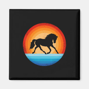 Pferderückfahrt Vintager Sonnenuntergang Reiten E Magnet