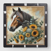 Pferderückwand Quadratische Wanduhr (Vorderseite)