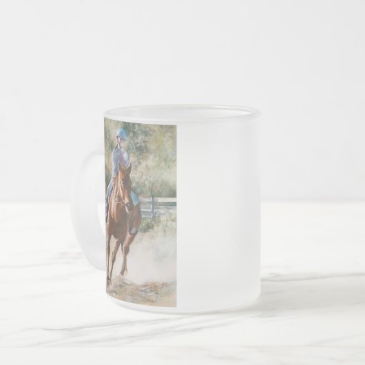 Pferderuecken-Reitreiterteamwork-trinkende Tasse (Vorderseite Links)