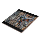 Pferdesadler Horseshoe Rustikaler Western Fliese (Seite)