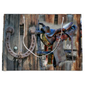 Pferdesadler Horseshoe Rustikaler Western Große Geschenktüte (Vorderseite)