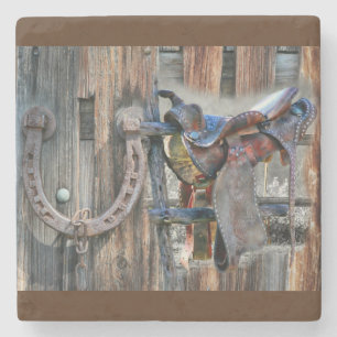 Pferdesadler Horseshoe Rustikaler Western Steinuntersetzer