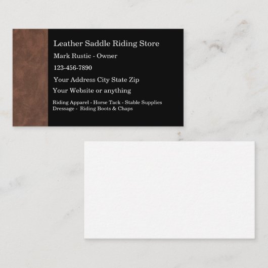 Pferdesattel Visitenkarte (Vorne/Hinten)