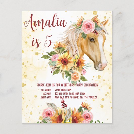 Pferdeschliffe Geburtstagsfeier Einladung (Vorderseite)