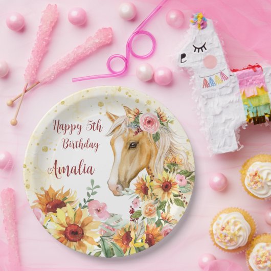 Pferdeschliffen Geburtstagsparty personalisiert Pappteller (Party)