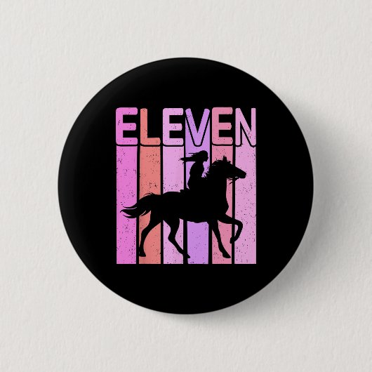 Pferdeschlitten 11. Geburtstag Reiten 11 Jahr Button (Vorderseite)