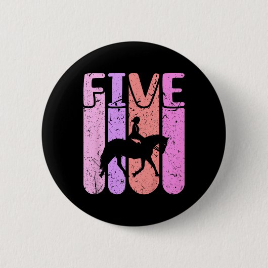 Pferdeschlitten 5. Geburtstag Reiten Button (Vorderseite)