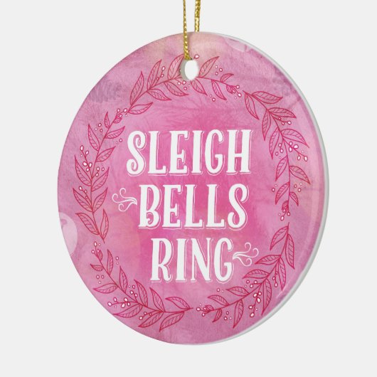 Pferdeschlitten-Bell-Ring-Rosa-Verzierung Keramik Ornament (Links)