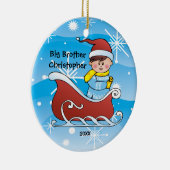 Pferdeschlitten-Bruder-Weihnachtsverzierung Keramikornament (Rechts)