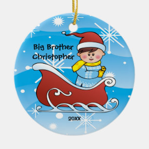 Pferdeschlitten-Bruder-Weihnachtsverzierung Keramikornament