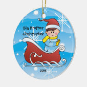Pferdeschlitten-Bruder-Weihnachtsverzierung Keramikornament (Links)