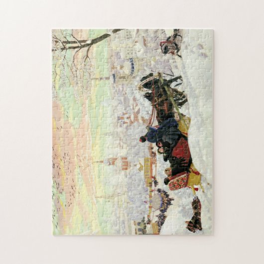 Pferdeschlitten-Fahrmalerei-Puzzlespiel Puzzle (Vertikal)