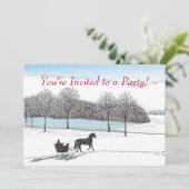 Pferdeschlitten-Fahrt Einladung (Stehend Vorderseite)