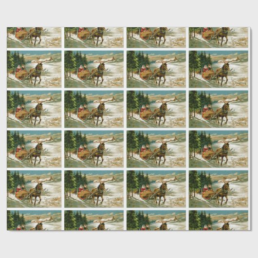 Pferdeschlitten-Fahrt Geschenkpapier (Flach)