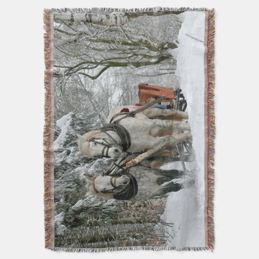 Pferdeschlitten-Fahrt im Winter-Märchenland Decke (Vorderseite Vertikal)