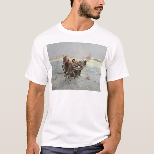 Pferdeschlitten in einer Winter-Landschaft T-Shirt (Vorderseite)