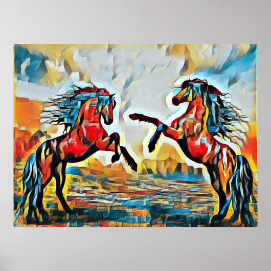 Pferdeschlitten in Street Art Poster (Vorne)