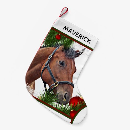 Pferdeschlitten Pferd Reitpferd Niedliches Pferdep Kleiner Weihnachtsstrumpf (Vorderansicht (hängend))