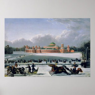 Pferdeschlitten-Rennen am Petrovsky Park in Moskau Poster
