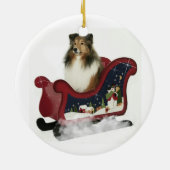 Pferdeschlitten Sheltie Keramik Ornament (Hinten)