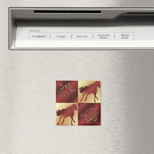 Pferdeschlitten und Gold mit Gold-Blätter Magnet (In Situ (Geschirrspüler))