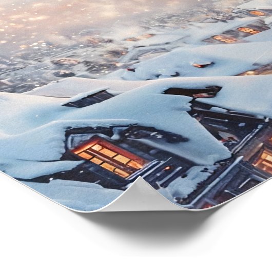 Pferdeschlitten und Rentierflieger des Weihnachtsm Poster (Ecke)