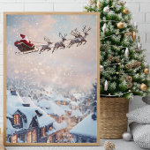 Pferdeschlitten und Rentierflieger des Weihnachtsm Poster
