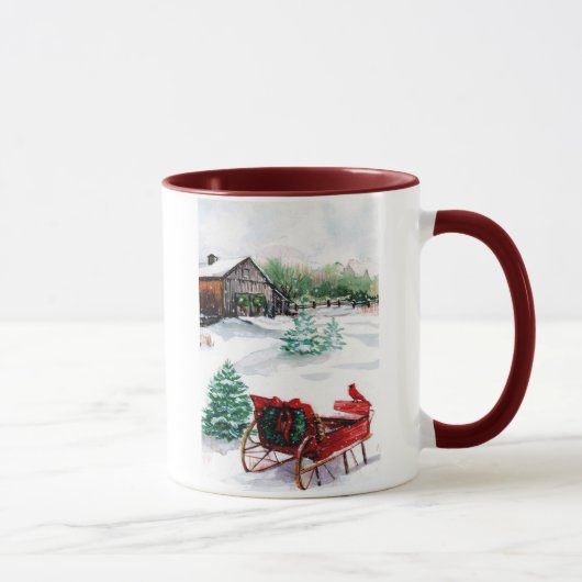 Pferdeschlitten und roter Robin Tasse (Rechts)