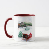 Pferdeschlitten und roter Robin Tasse (Links)