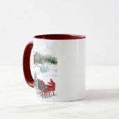 Pferdeschlitten und roter Robin Tasse (Vorderseite Links)