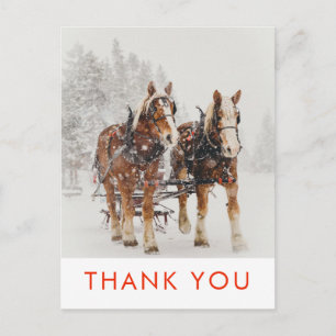 Pferdeschlitten-Weihnachtsszene Danke Postkarte