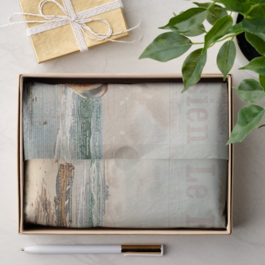 Pferdeschlittenfahrerin Decoupage Französischer St Seidenpapier (Geschenk)