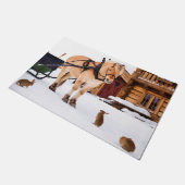 Pferdeschlittenkaninchen Schnee auf dem Bauernhof Fußmatte (Schrägansicht)