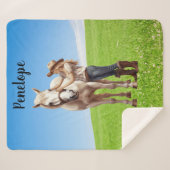 Pferdeschlittenreiten - Die Wiese ist personalisie Sherpadecke (Vorderseite (Horizontal))