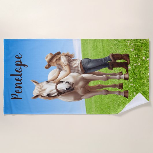 Pferdeschlittenreiten - Die Wiese ist personalisie Strandtuch (Vorderseite)